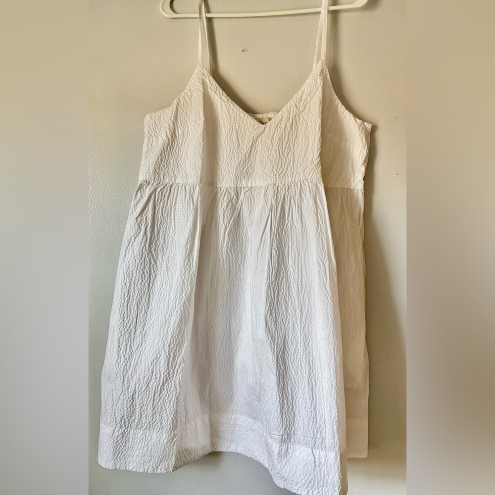 NWT A New Day XL White Dress Seersucker Textured Knee Length Babydoll Smocked - Picture 4 of 9